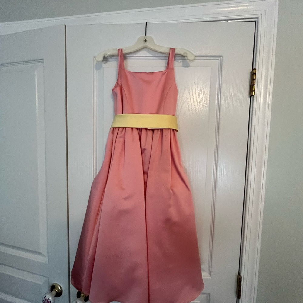 Elegant Pink and Yellow Kids Dress for flower girl or Easter